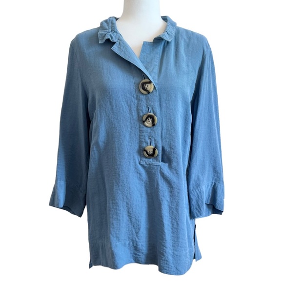 John Mark Light Blue 3/4 Sleeve Tunic Size L - Picture 2 of 9